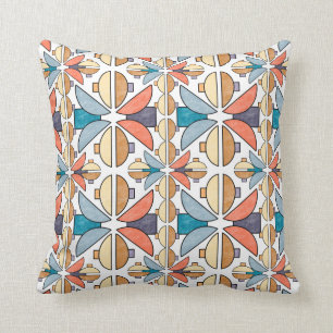 Halve maan in koraal en Blauwgroen Kussen