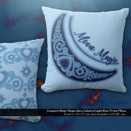 Halve maan magische sterren hemels licht blauw kussen