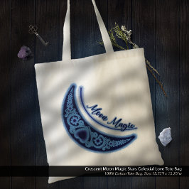 Halve maan magische sterren hemelse liefde tote bag