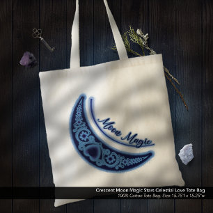 Halve maan magische sterren hemelse liefde tote bag