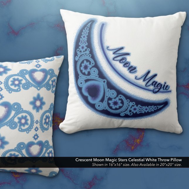 Halve maan magische sterren hemelwit kussen (Crescent Moon Magic Stars Celestial White Throw Pillow)