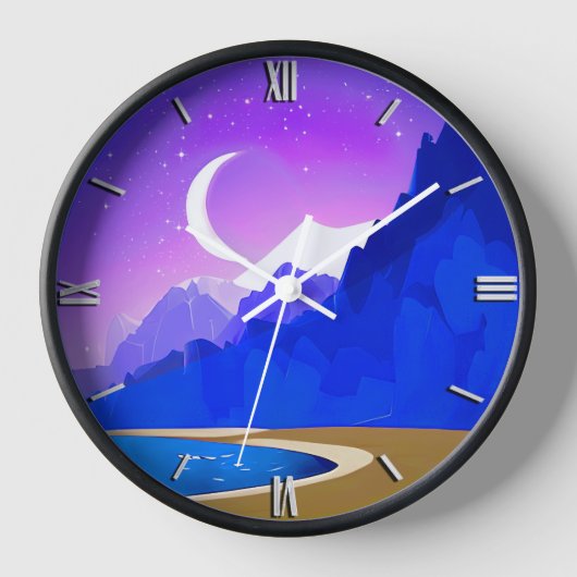 Halve Maan, Meer & Bergen in Violet & Blauw (Voorkant)