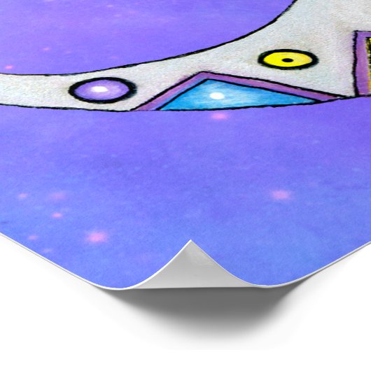 Halve maan met  afbraak Paars Poster (Hoek)