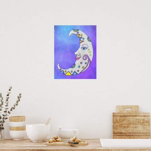 Halve maan met  afbraak Paars Poster (Keuken)