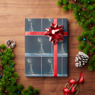 Halve maan met een kerstster cadeaupapier