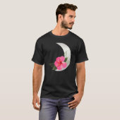 Halve maan met Hibus bloem tropische bloem T-shirt (Voorkant volledig)