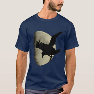 Halve Maan Met Vliegende Raaf Silhouet T-shirt