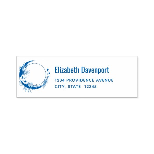 Halve Maan met Witte Bloemen Adres Zelfinktende Stempel (Design)