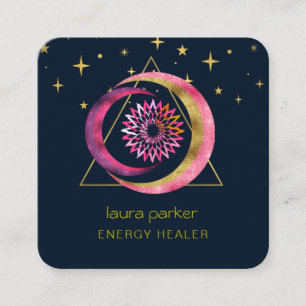Halve Maan Mystic Lotus Boho Kosmische Hemel Vierkante Visitekaartje