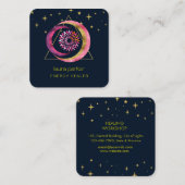 Halve Maan Mystic Lotus Boho Kosmische Hemel Vierkante Visitekaartje (Voorkant / Achterkant)