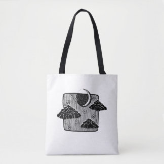 Halve maan nachtelijke wolken met handtekeningen i tote bag