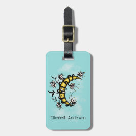 Halve Maan Omwikkeld Met Bloemen Tattoo Stijl Bagagelabel