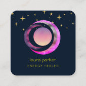 Halve maan Paarse mystieke boho kosmische hemel Vierkante Visitekaartje (Voorkant)