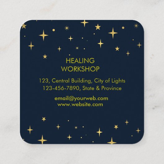 Halve maan Paarse mystieke boho kosmische hemel Vierkante Visitekaartje (Achterkant)