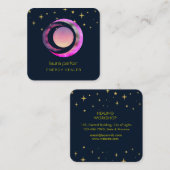 Halve maan Paarse mystieke boho kosmische hemel Vierkante Visitekaartje (Voorkant / Achterkant)