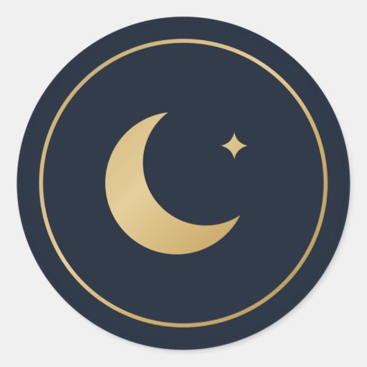 Halve Maan Ramadan Eid Navy Goud Sticker (Voorkant)