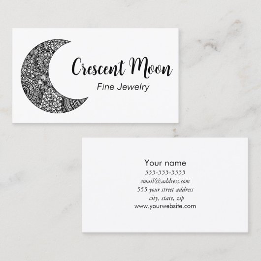 Halve Maan Sieraden Maker Visitekaartje (Voorkant / Achterkant)