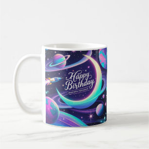 Halve maan, sterren, planeten Galaxy-thema Koffiemok