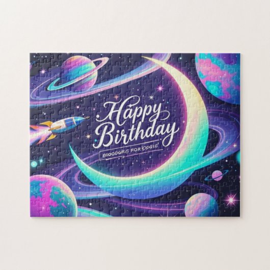 Halve maan, sterren, planeten Galaxy-thema Legpuzzel (Horizontaal)