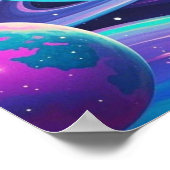 Halve maan, sterren, planeten Galaxy-thema Poster (Hoek)