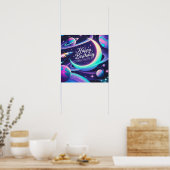 Halve maan, sterren, planeten Galaxy-thema Poster (Keuken)