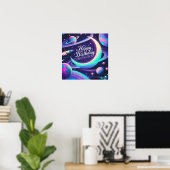 Halve maan, sterren, planeten Galaxy-thema Poster (Thuiskantoor)