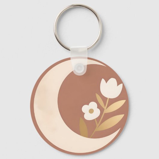 Halve Maan Tulp Bloem Minimaal Sleutelhanger (Voorkant)