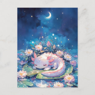 Halve Maan Waterverf Slaande Axolotl Briefkaart