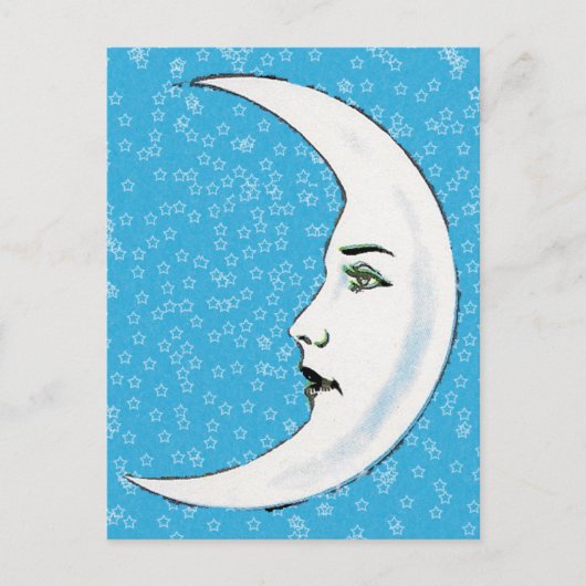 halve maan witte vlek witte sterren briefkaart (Voorkant)