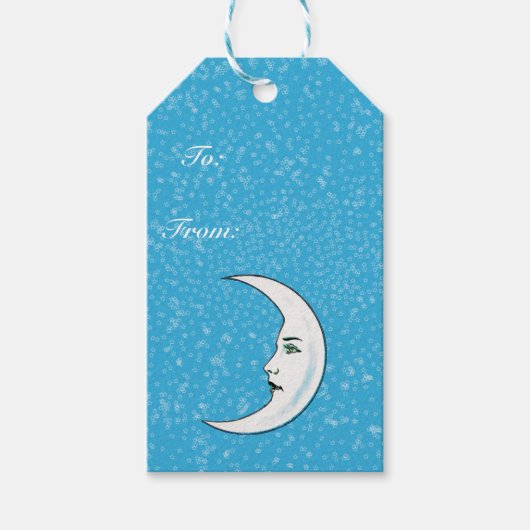 halve maan witte vlek witte sterren cadeaulabel (Voorkant)
