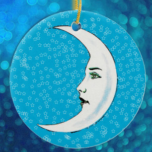 halve maan witte vlek witte sterren keramisch ornament