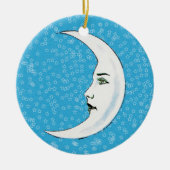 halve maan witte vlek witte sterren keramisch ornament (Voorkant)