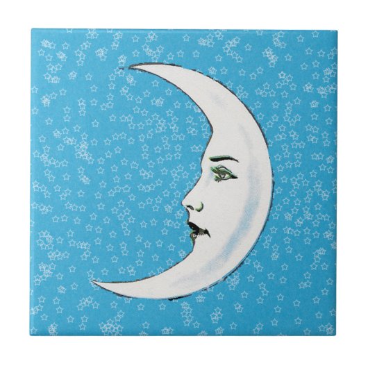  halve maan witte vlek witte sterren tegeltje (Voorkant)