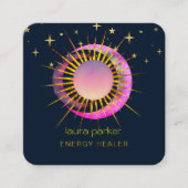 Halve maan zon Paarse mystieke boho kosmische heme Vierkante Visitekaartje (Voorkant)