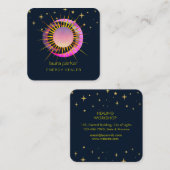 Halve maan zon Paarse mystieke boho kosmische heme Vierkante Visitekaartje (Voorkant / Achterkant)