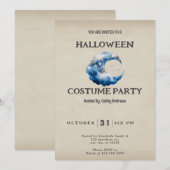 Halve maanwolken en sterren Halloween Kaart (Voorkant / Achterkant)