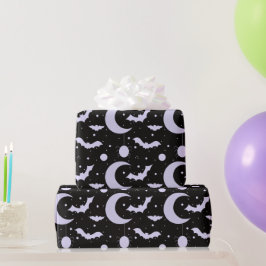 Halve Manen, Spinnen en Vleermuizen Zwarte Hallowe Cadeaupapier