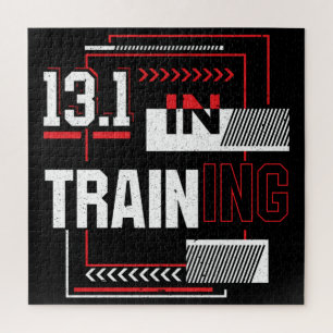 Halve marathon 13.1 in trainings abstracte hardlop legpuzzel