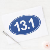 Halve Marathon 13,1 mijl Ovale Sticker (Blauw) (Envelop)