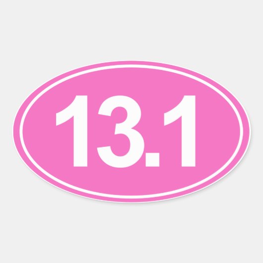 Halve marathon 13,1 mijl ovale Sticker (roze) (Voorkant)