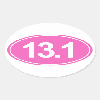 Halve marathon 13,1 mijl ovale Sticker (roze)