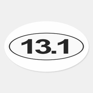 Halve Marathon 13,1 mijl Ovale Sticker (Wit)