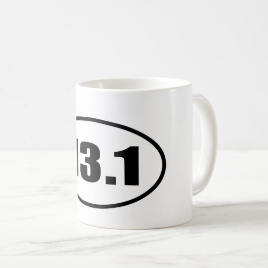 Halve marathon 13.1 Runner Oval Koffiemok (Voorkant rechts)