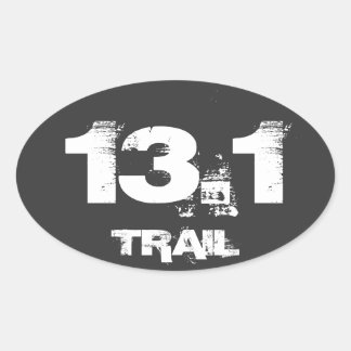 Halve Marathon 13.1 Trail Ovaal Decal Wit Op Zwart Ovale Sticker