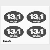 Halve Marathon 13.1 Trail Ovaal Decal Wit Op Zwart Ovale Sticker (Vel)
