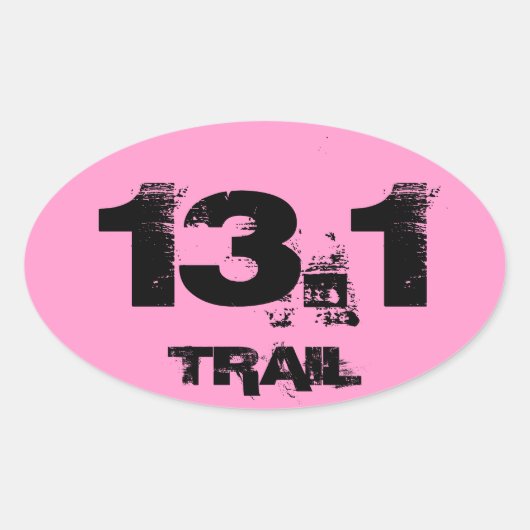 Halve Marathon 13.1 Trail Ovaal Decal Zwart Op Roz Ovale Sticker (Voorkant)