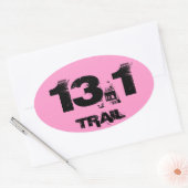 Halve Marathon 13.1 Trail Ovaal Decal Zwart Op Roz Ovale Sticker (Envelop)