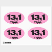 Halve Marathon 13.1 Trail Ovaal Decal Zwart Op Roz Ovale Sticker (Vel)