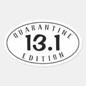 Halve Marathon Quarantine Edition Ovale Sticker (Voorkant)