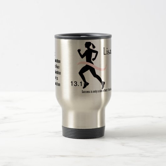 Halve marathon roze lint voor vrouwen reisbeker (Center)